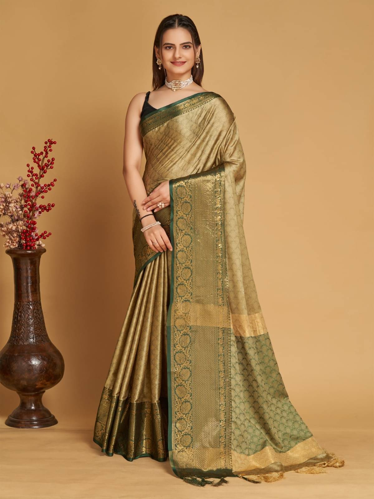 WOVEN STOCK Banarasi Silk Printed Saree With Unstitched Blouse Piece ( Multicolor ) WOVEN STOCK Banarasi Silk Printed Saree With Unstitched Blouse Piece ( Multicolor )
