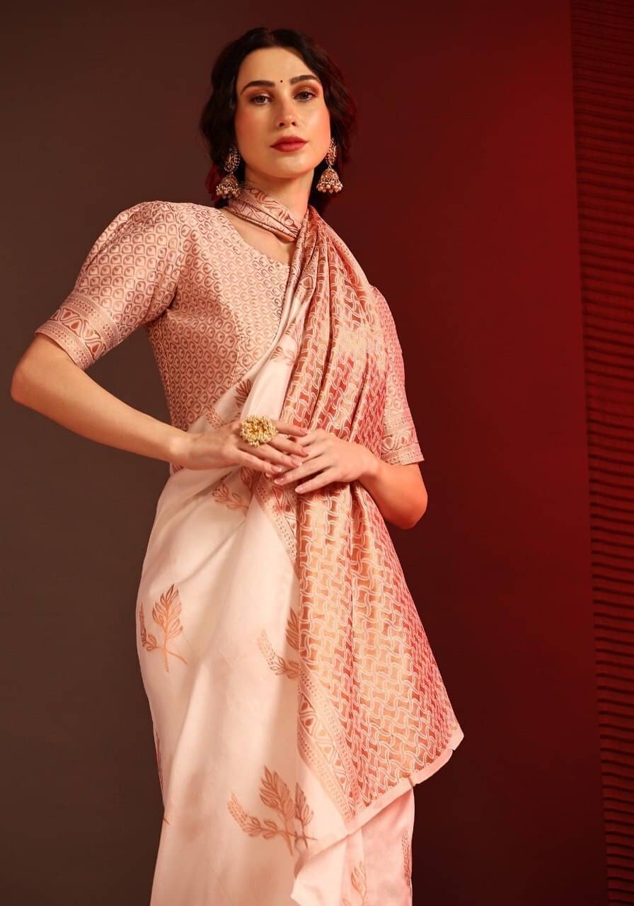 WOVEN STOCK Banarasi Silk Self Design Saree With Unstitched Blouse Piece ( White ) WOVEN STOCK Banarasi Silk Self Design Saree With Unstitched Blouse Piece ( White )