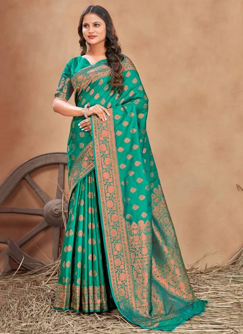 WOVEN STOCK Banarasi Silk Self Design Saree With Unstitched Blouse Piece ( Light Green ) WOVEN STOCK Banarasi Silk Self Design Saree With Unstitched Blouse Piece ( Light Green )