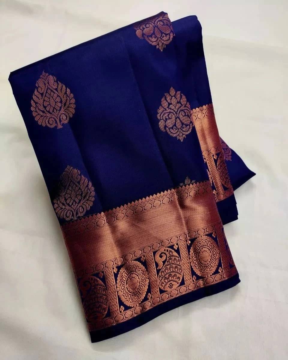 WOVEN STOCK Banarasi Silk Woven Saree With Unstitched Blouse Piece ( Blue ) WOVEN STOCK Banarasi Silk Woven Saree With Unstitched Blouse Piece ( Blue )
