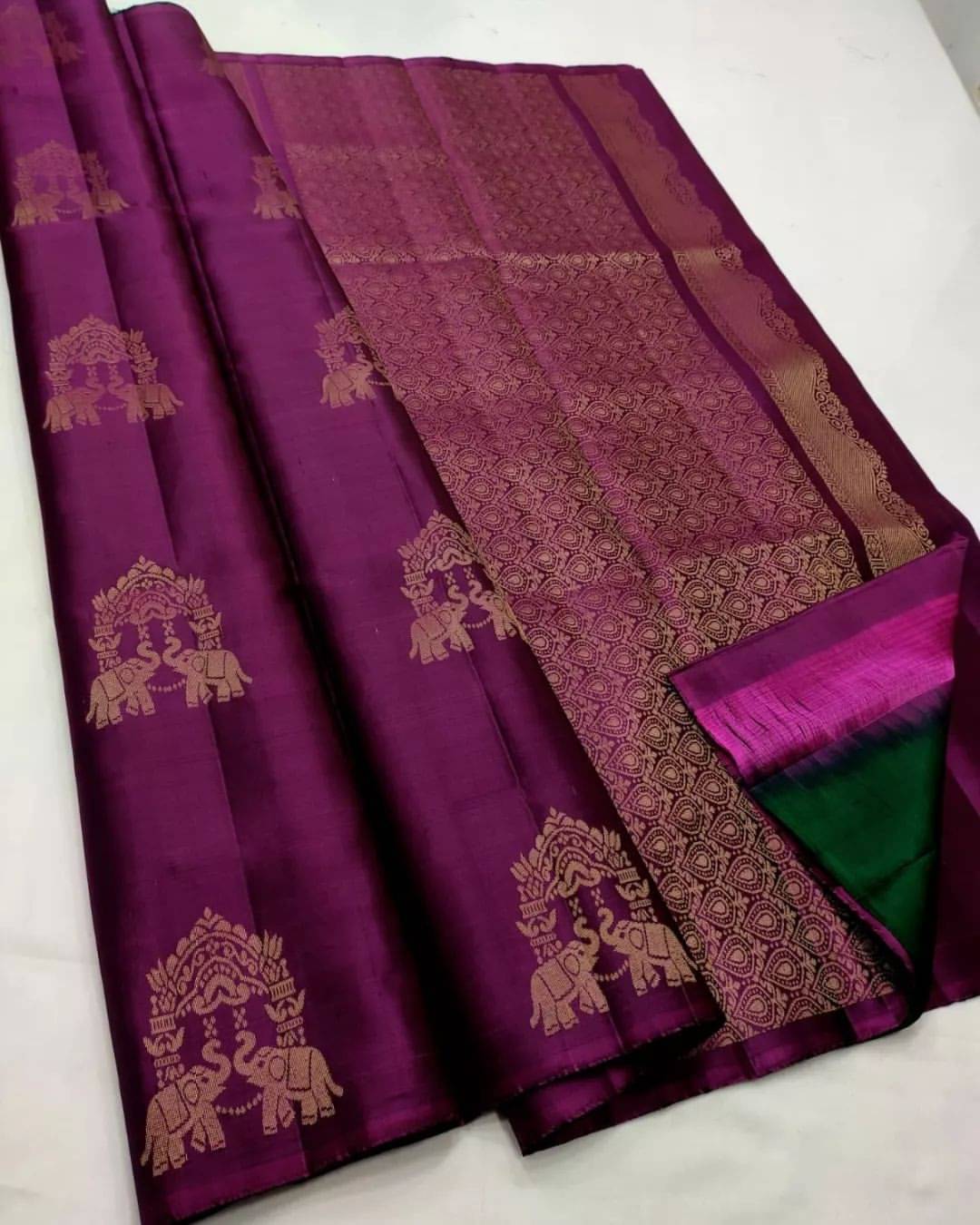     			WOVEN STOCK Banarasi Silk Woven Saree With Unstitched Blouse Piece ( Purple )