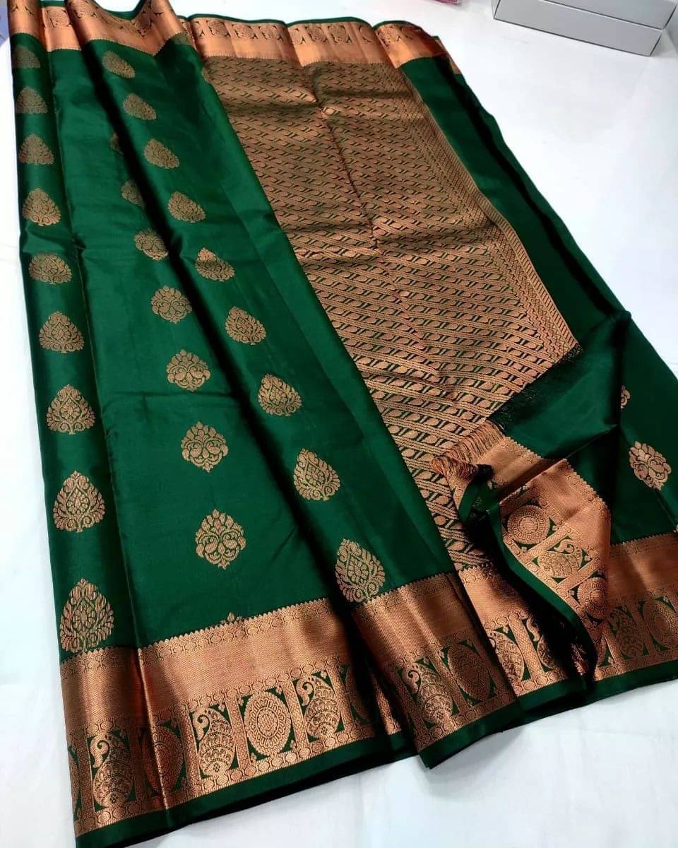     			WOVEN STOCK Banarasi Silk Woven Saree With Unstitched Blouse Piece ( Light Green )