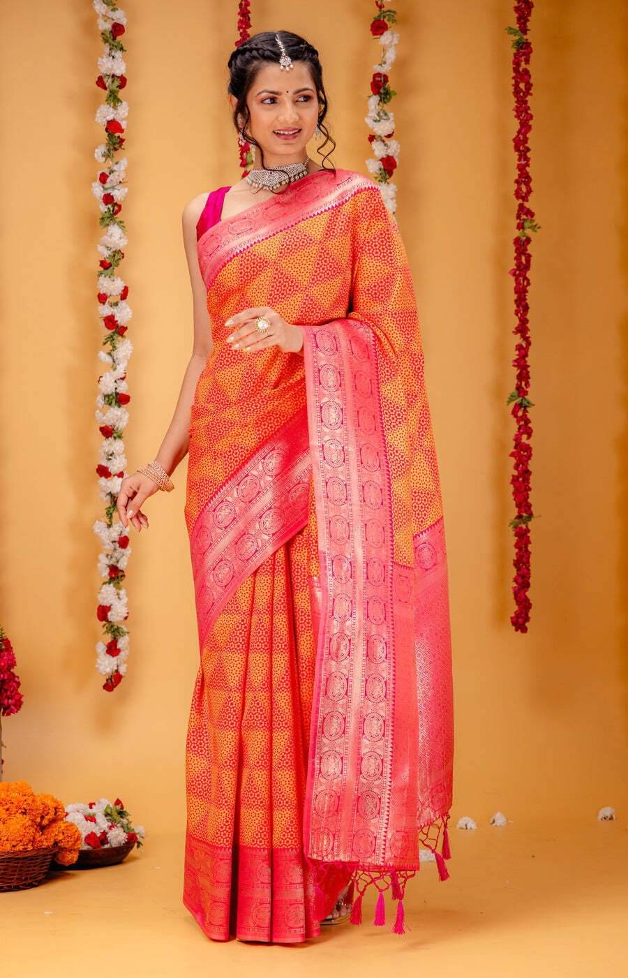     			WOVEN STOCK Banarasi Silk Woven Saree With Unstitched Blouse Piece ( Multicolor )