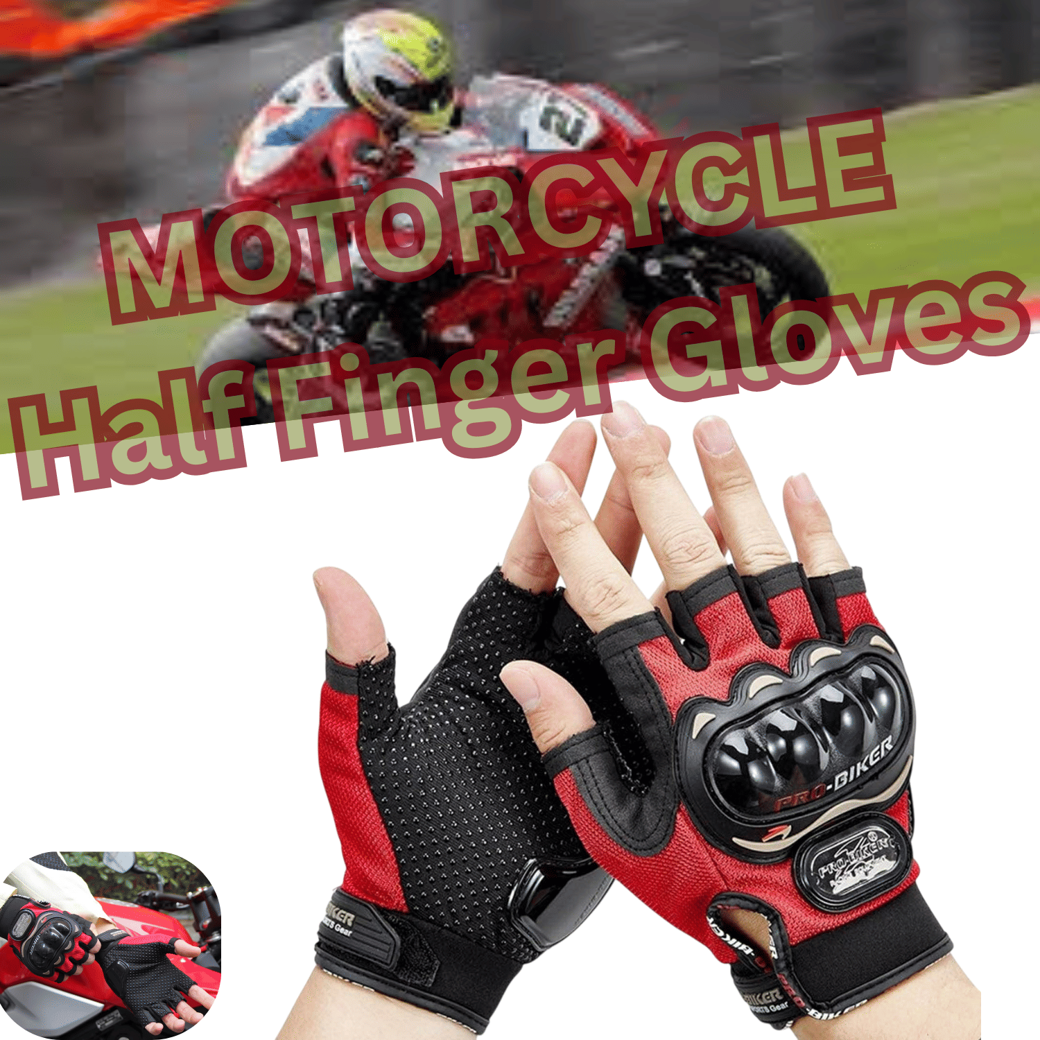     			AKSMIT Full Fingers Rubber Riding Gloves ( Pair of 1 )