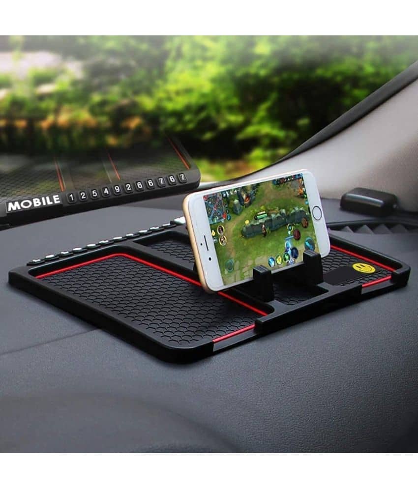 Aksmit Pack Of-1 Big Size Non-Slip Car Mobile Holder Dasboard Mat with Car Parking Mobile Number Display Pad, Anti-Skid & Anti-Slip Universal Design Use for All Cars, Silicone