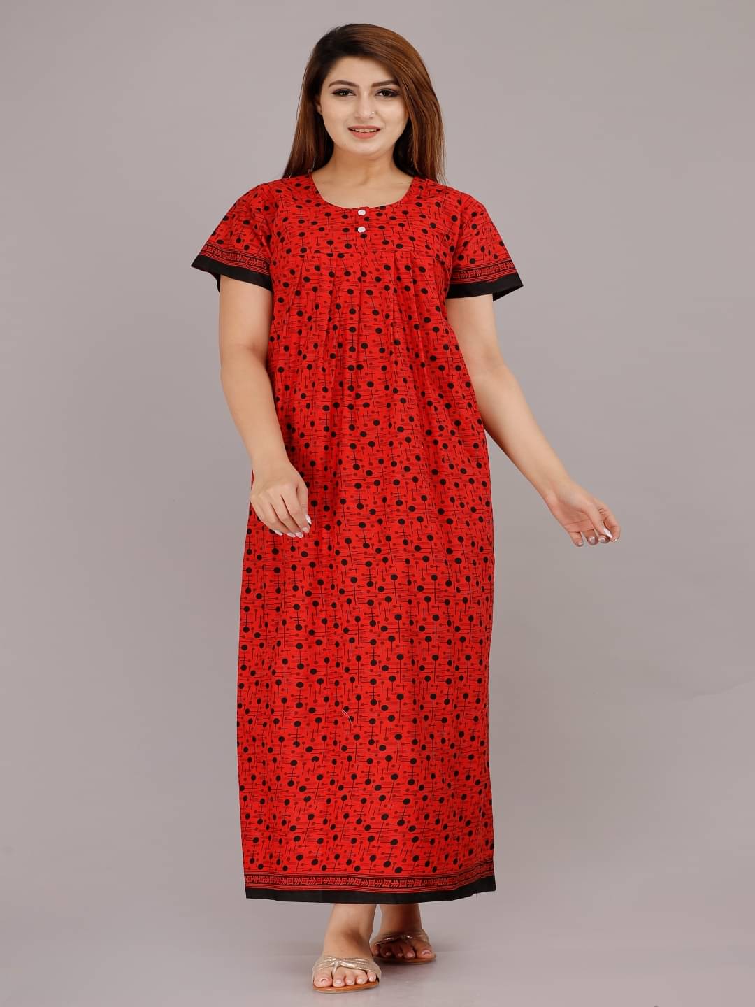     			Anjaneya Creations Red Cotton Women's Nightwear Nighty & Night Gowns ( Pack of 1 )