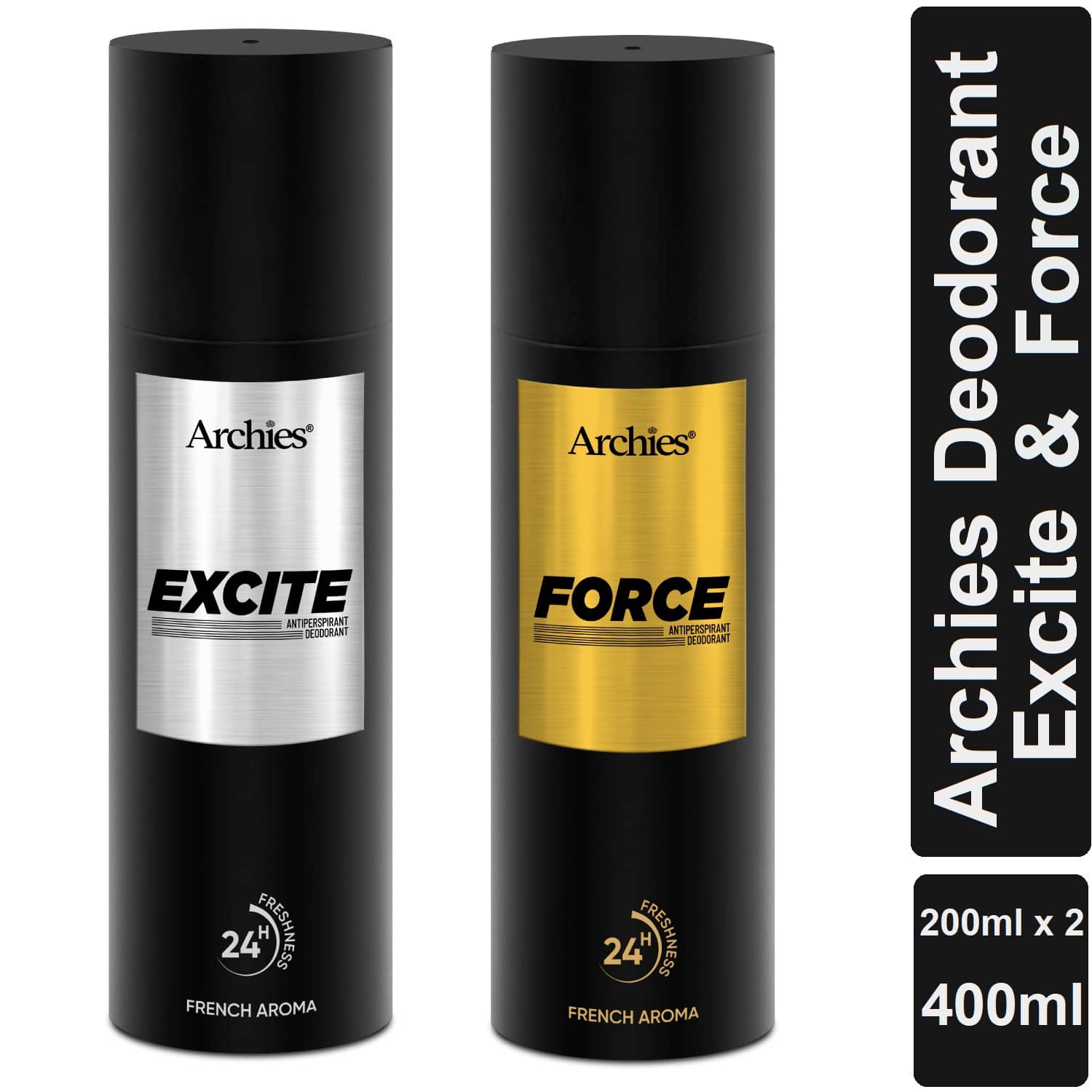 Archies Force and Excite French Aroma Luxury Perfume Body Spray for Men 200 ml ( Pack of 2 )