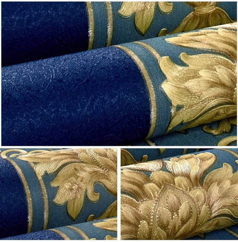 Blue luxury gold water&oil proof wall Blue luxury gold water&oil proof wall
