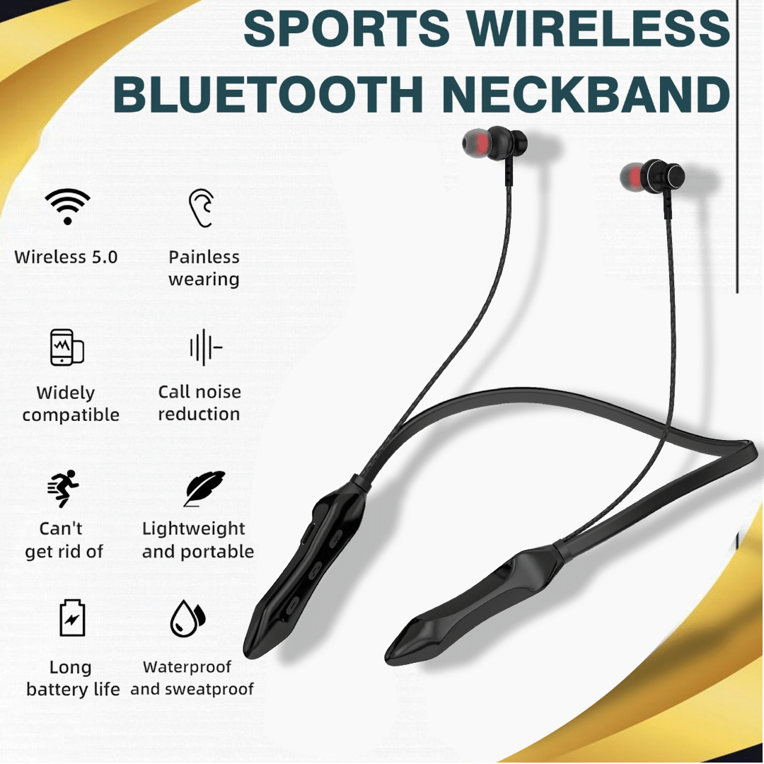     			Bluetooth Neckband for Running and Workout – Sweat Resistant, Snug Fit, Deep Bass, Clear Audio, Fast Charging, Lightweight Build