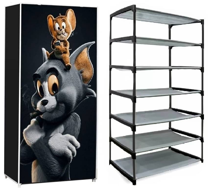 Collapsible Six Layer Shoe Rack Tom And Jerry Black Collapsible Six Layer Shoe Rack Tom And Jerry Black