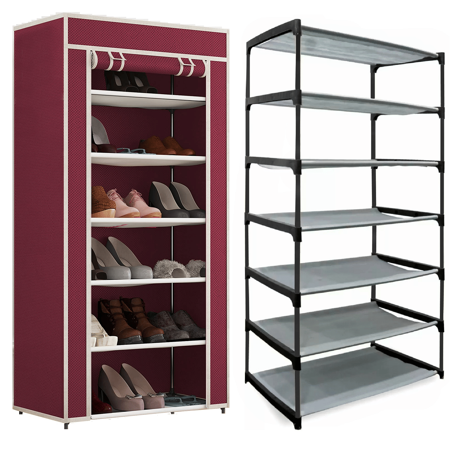     			Collapsible Six Layer Shoe Rack Maroon