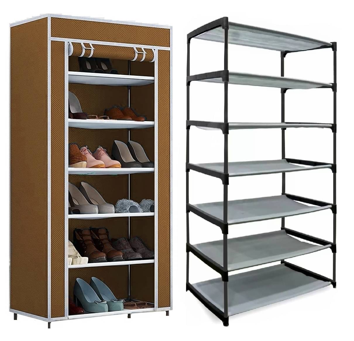     			Collapsible Six Layer Shoe Rack Brown
