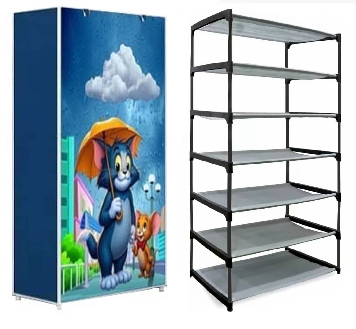 Collapsible Six Layer Shoe Rack Blue Tom & Jerry Collapsible Six Layer Shoe Rack Blue Tom & Jerry