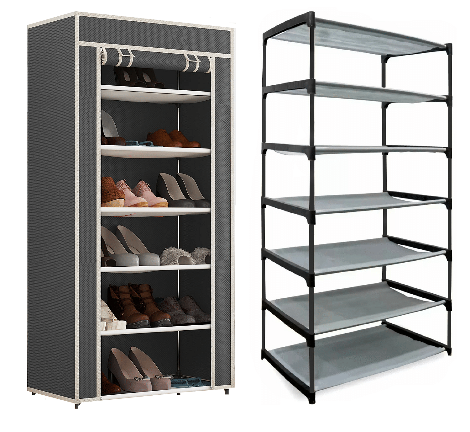     			Collapsible Six Layer Shoe Rack Black