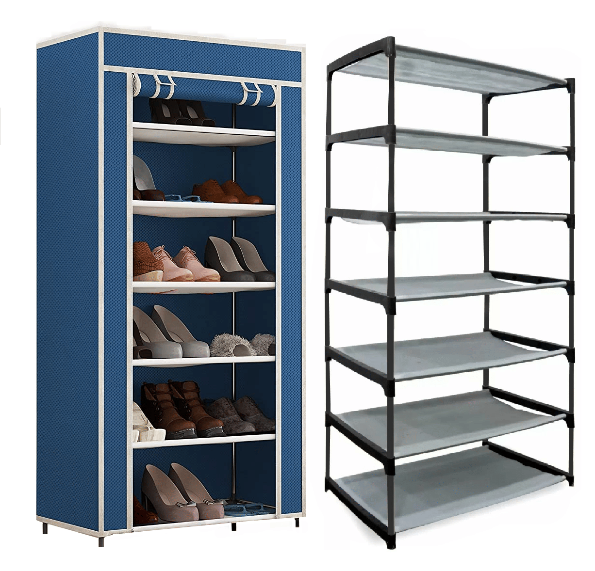     			Collapsible Six Layer Shoe Rack Blue