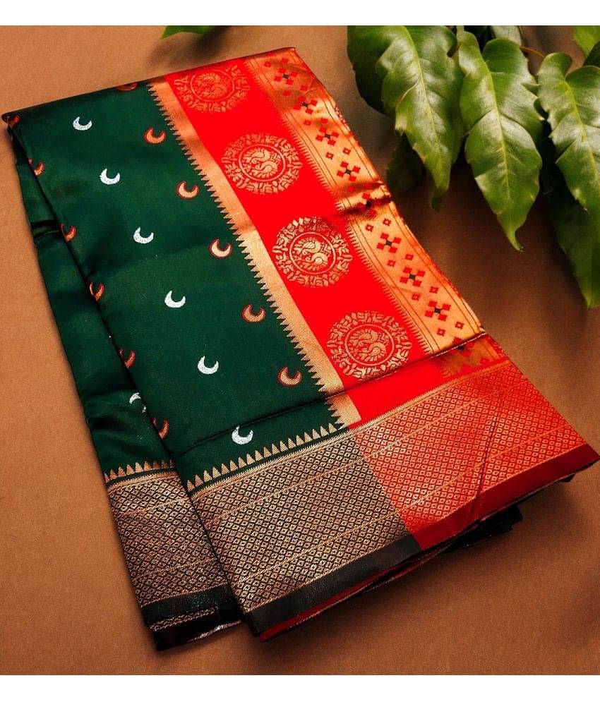 Dnyanada Art Silk Embellished Saree With Unstitched Blouse Piece ( Green ) Dnyanada Art Silk Embellished Saree With Unstitched Blouse Piece ( Green )