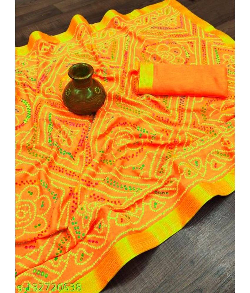 Dnyanada Chiffon Printed Saree With Unstitched Blouse Piece ( Yellow ) Dnyanada Chiffon Printed Saree With Unstitched Blouse Piece ( Yellow )