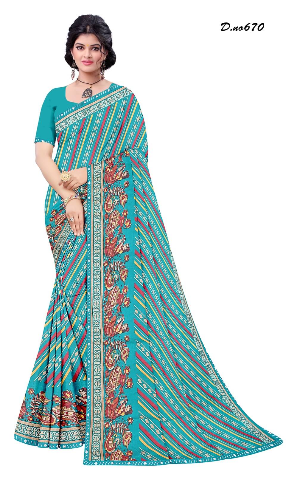 Dwarkapuri Fashion Georgette Printed Saree With Unstitched Blouse Piece ( LightBLue )     			Dwarkapuri Fashion Georgette Printed Saree With Unstitched Blouse Piece ( LightBLue )