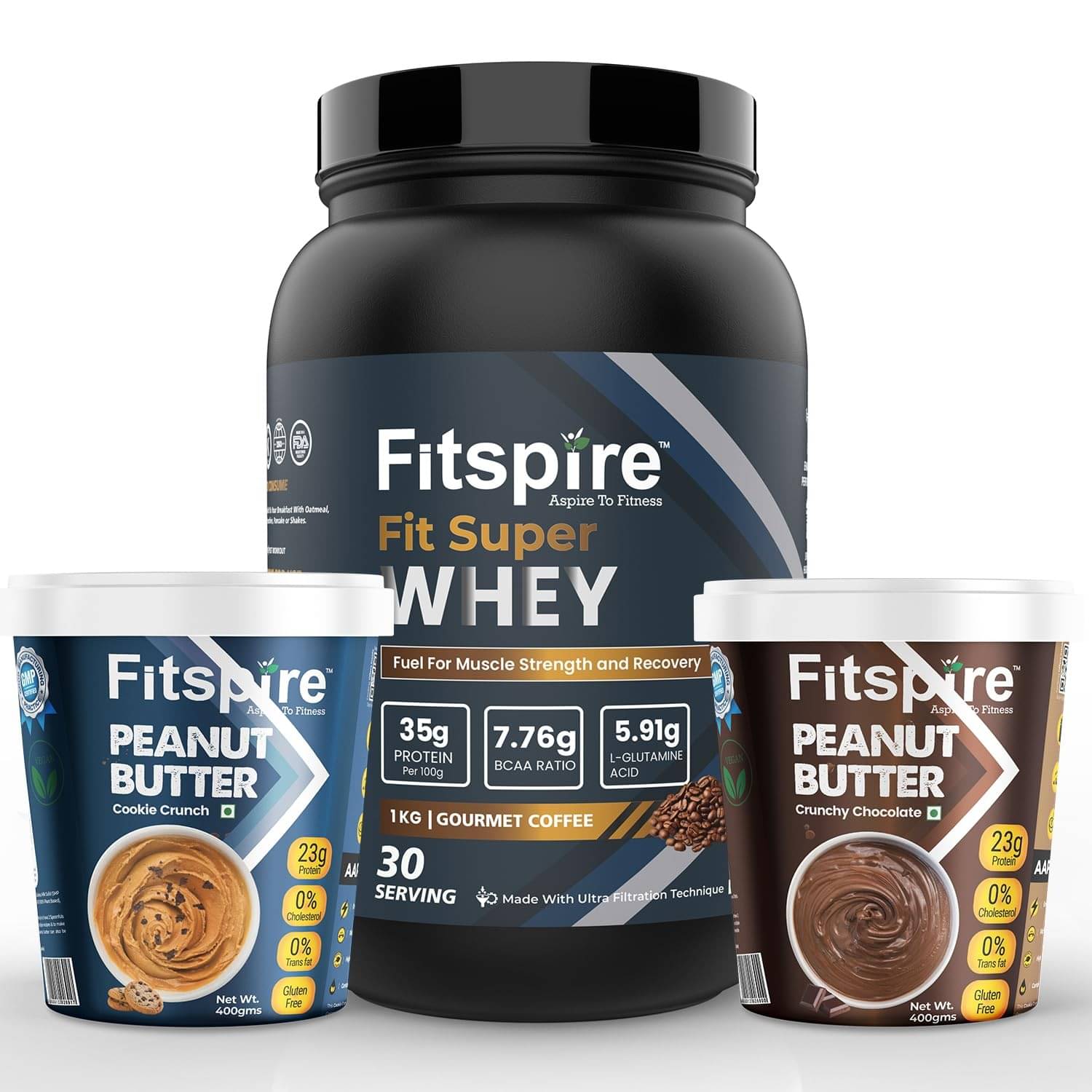 Fitspire Fit Super Whey Protein & Peanut Butter 1 kg Powder Pack of 3     			Fitspire Fit Super Whey Protein & Peanut Butter 1 kg Powder Pack of 3