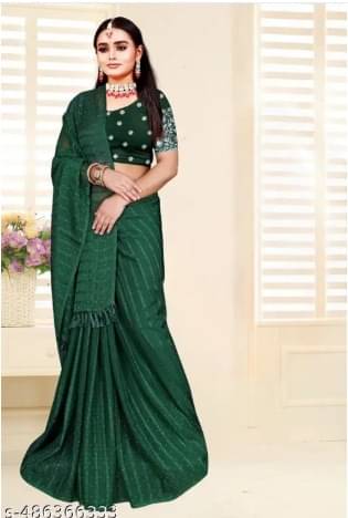 JASHALFAB Chiffon Embellished Saree With Unstitched Blouse Piece ( Green ) JASHALFAB Chiffon Embellished Saree With Unstitched Blouse Piece ( Green )