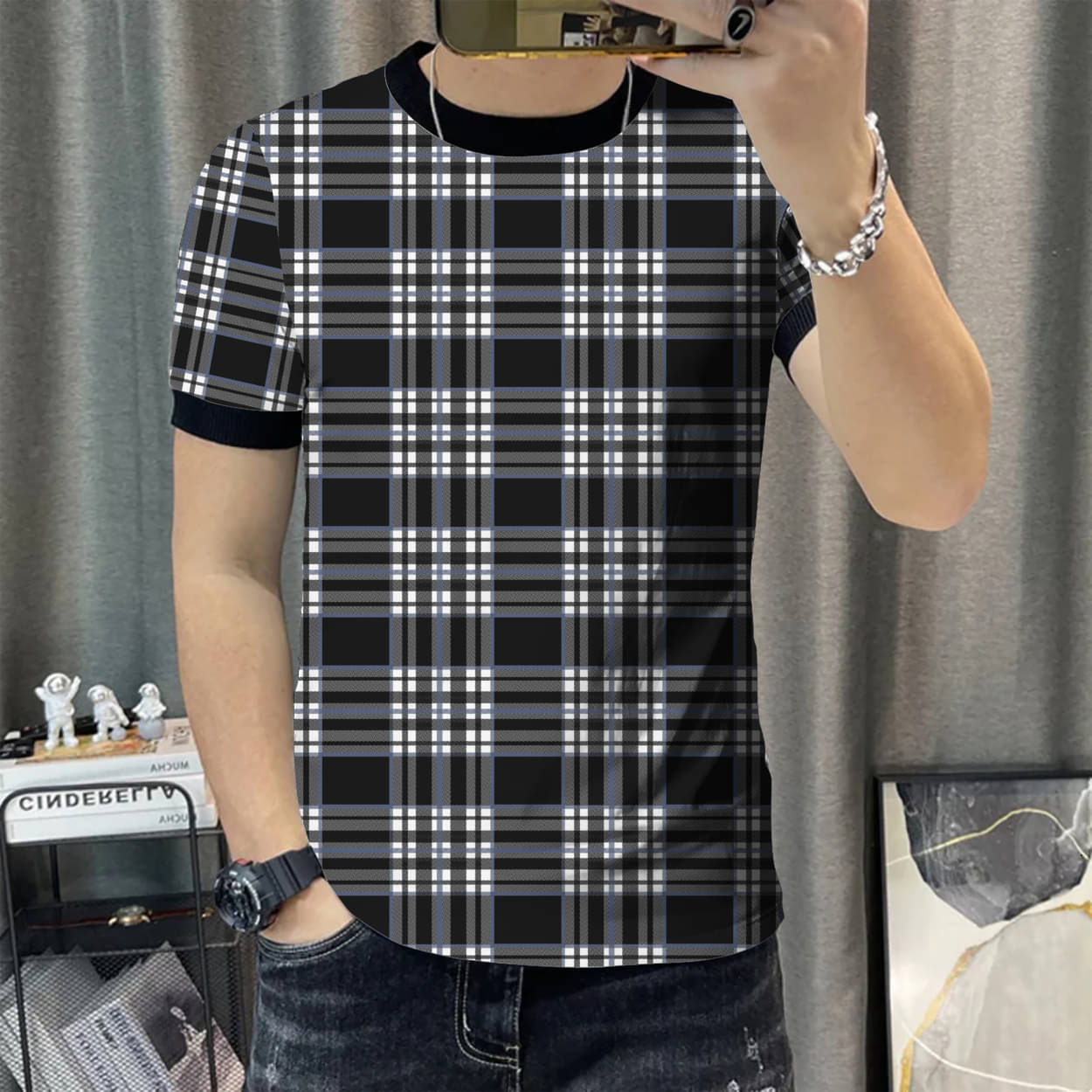 KAJARU Men Polyester Regular Fit Printed T-Shirt ( Grey )     			KAJARU Men Polyester Regular Fit Printed T-Shirt ( Grey )