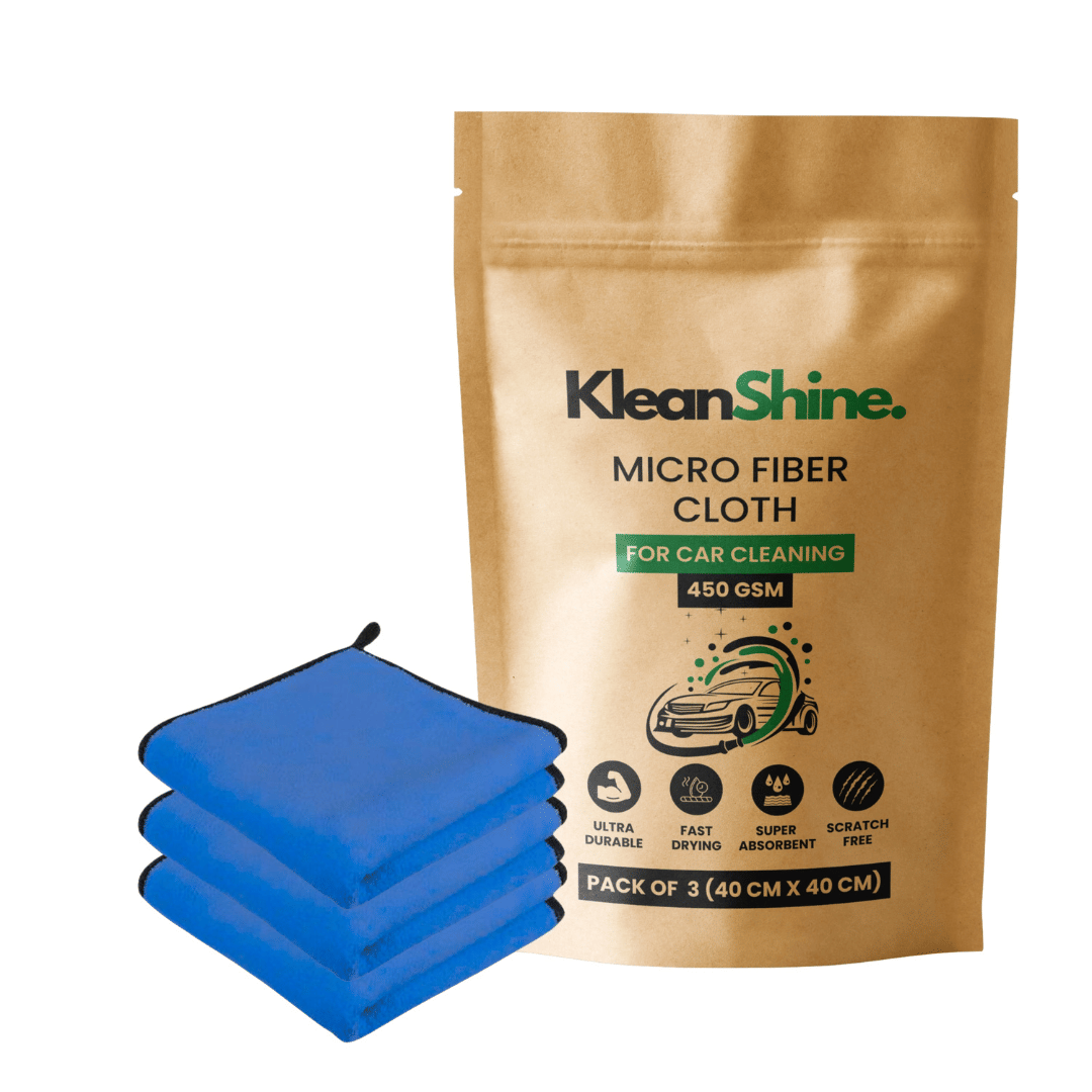     			KLEANSHINE Blue 450 GSM Microfiber Cloth For Automobile ( Pack of 3 )