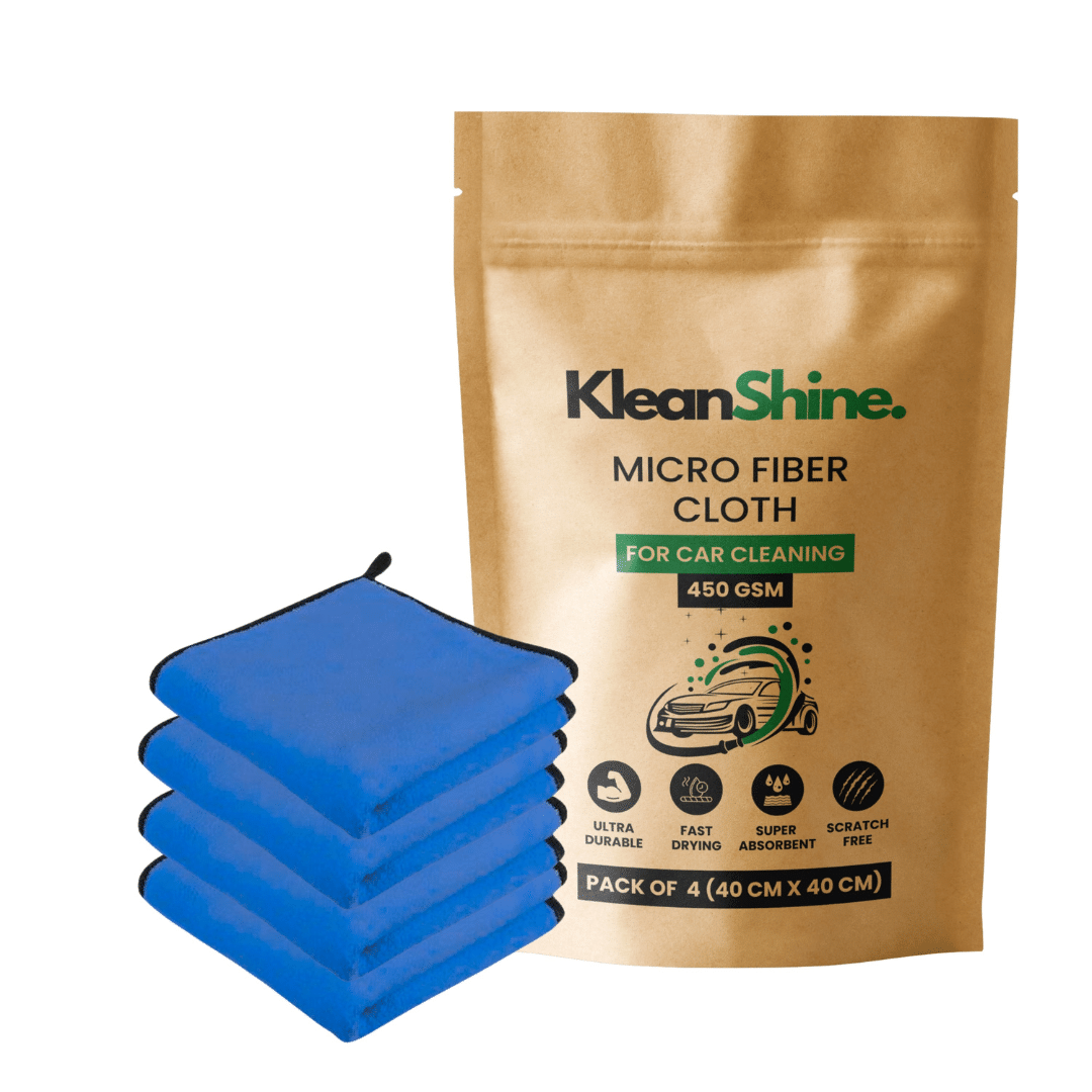     			KLEANSHINE Blue 450 GSM Microfiber Cloth For Automobile ( Pack of 4 )