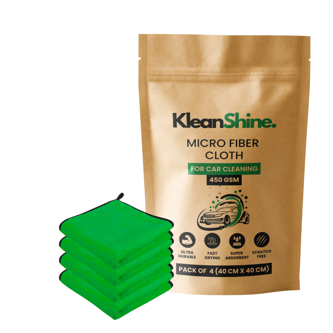     			KLEANSHINE Green 450 GSM Microfiber Cloth For Automobile ( Pack of 4 )