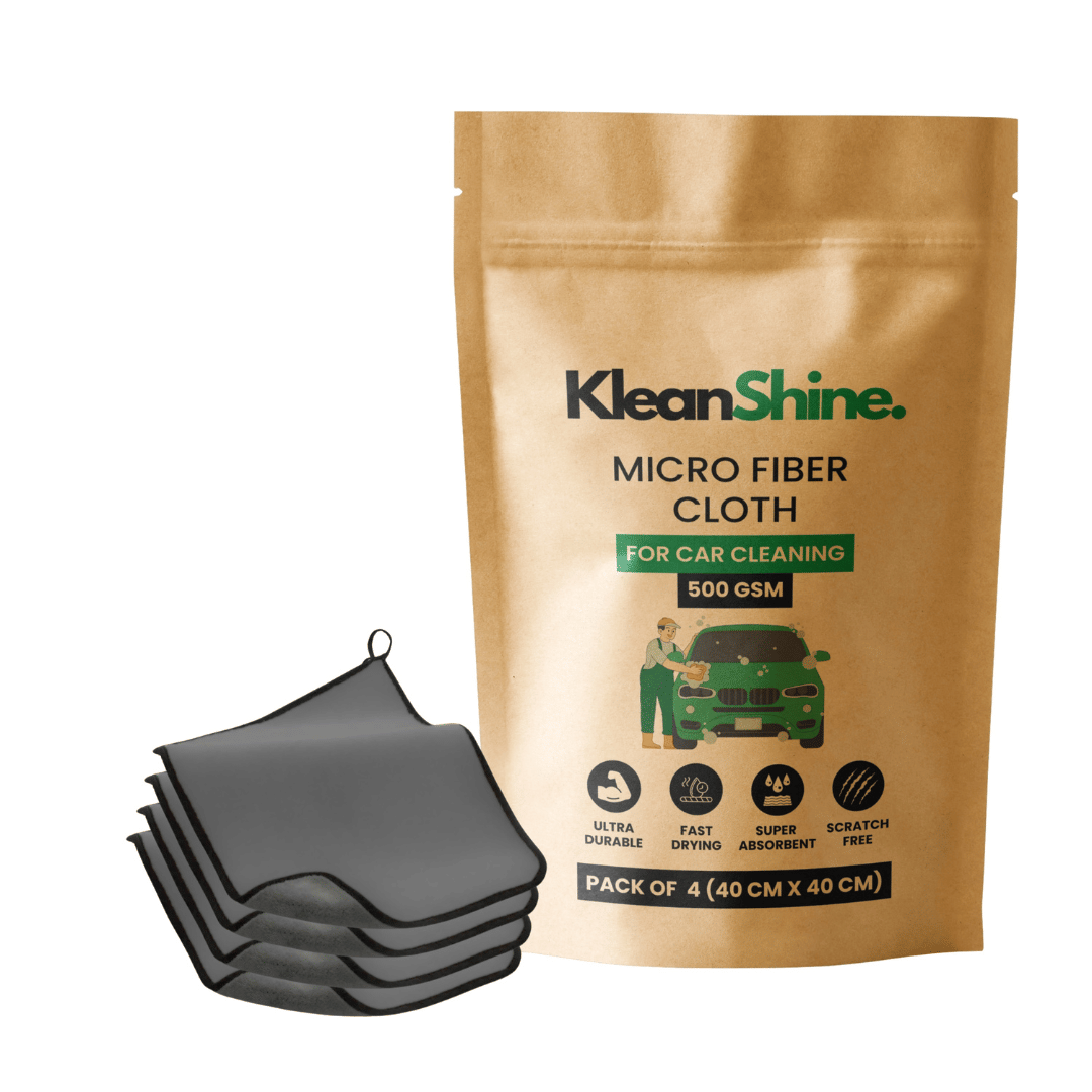     			KLEANSHINE Grey 500 GSM Microfiber Cloth For Automobile ( Pack of 4 )