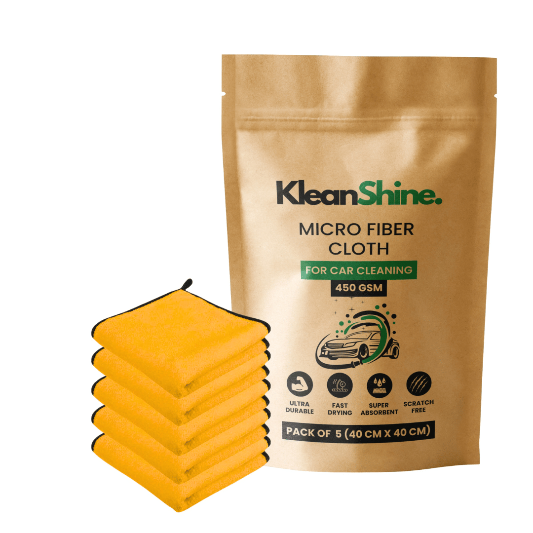     			KLEANSHINE Orange 450 GSM Microfiber Cloth For Automobile ( Pack of 5 )