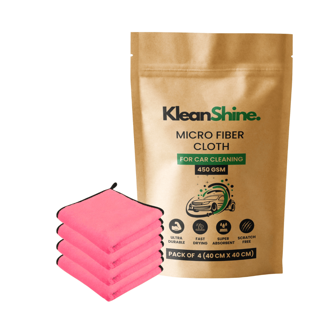     			KLEANSHINE Pink 450 GSM Microfiber Cloth For Automobile ( Pack of 4 )