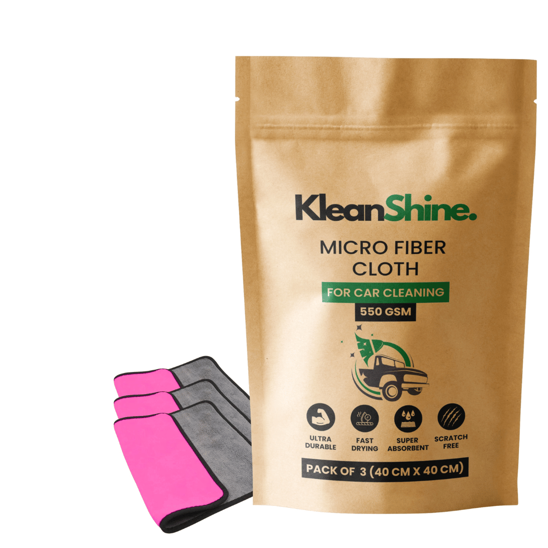     			KLEANSHINE Pink 550 GSM Microfiber Cloth For Automobile ( Pack of 3 )