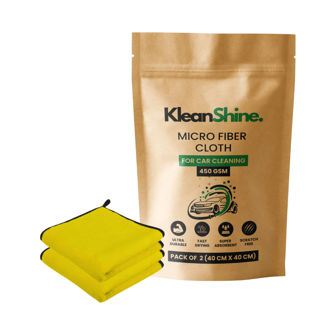     			KLEANSHINE Yellow 450 GSM Microfiber Cloth For Automobile ( Pack of 2 )
