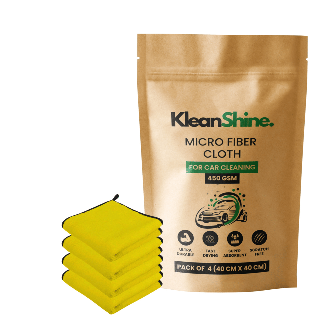     			KLEANSHINE Yellow 450 GSM Microfiber Cloth For Automobile ( Pack of 4 )