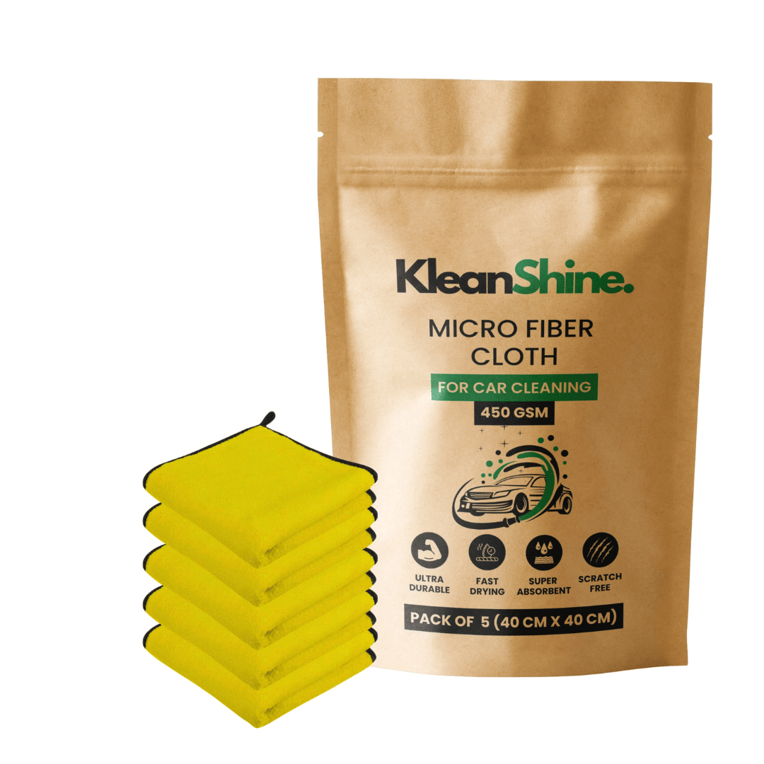     			KLEANSHINE Yellow 450 GSM Microfiber Cloth For Automobile ( Pack of 5 )