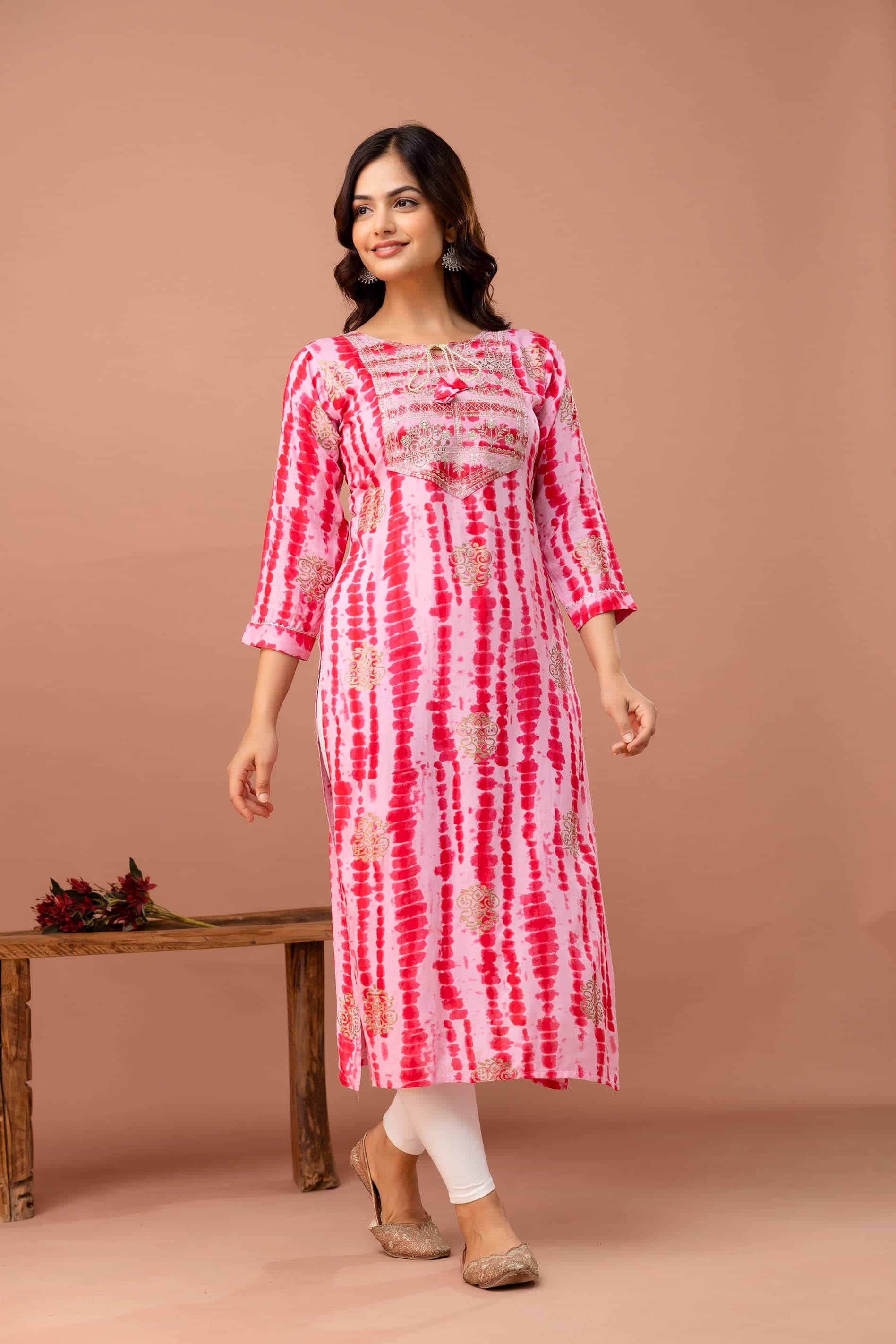 Kapadia Women Rayon Dyed Straight Kurti ( Pink ) - Kurtis, Tunics | Buy online on ZillyBuy