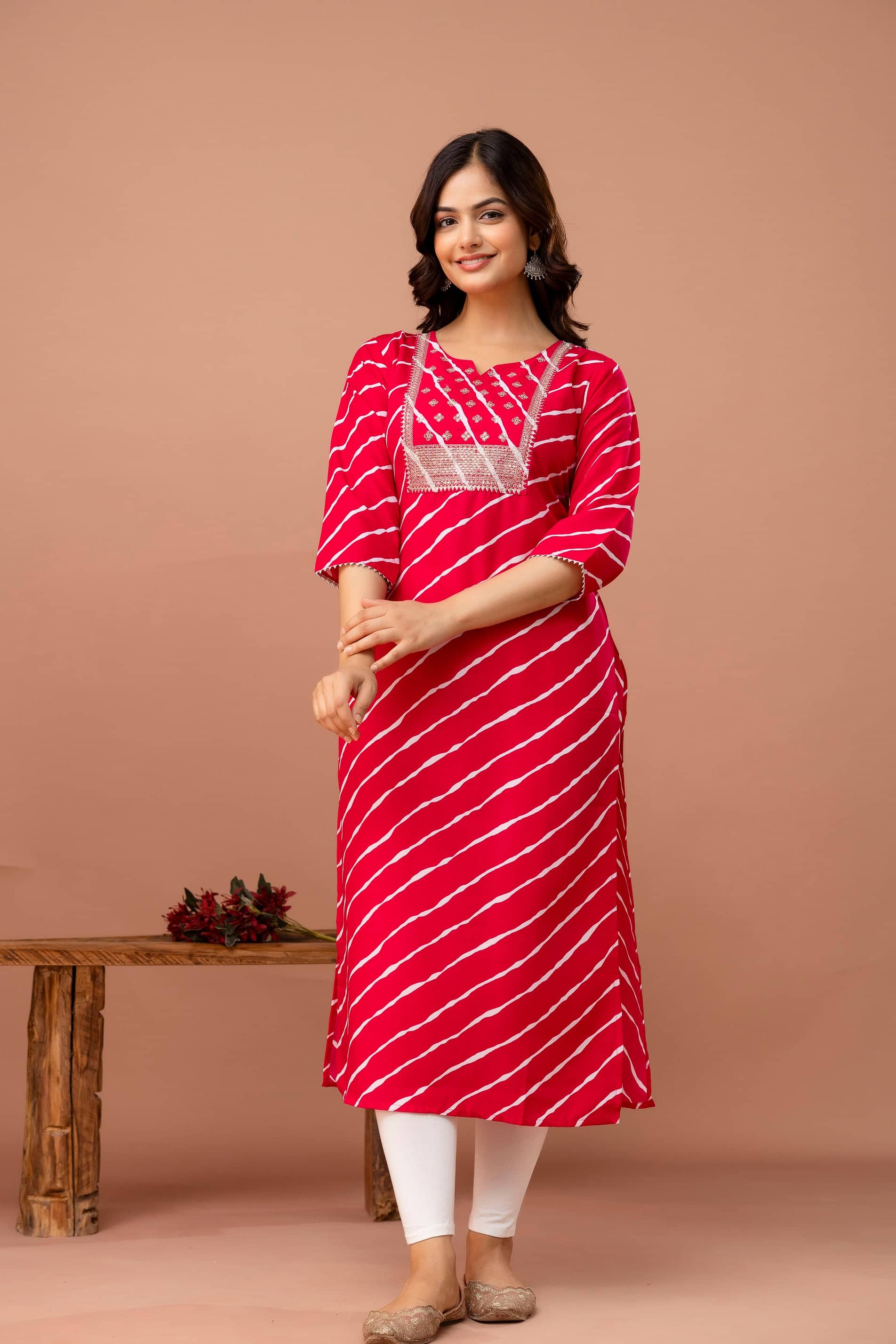 Kapadia Women Rayon Embroidered Straight Kurti ( Pink ) - Kurtis, Tunics | Buy online on ZillyBuy