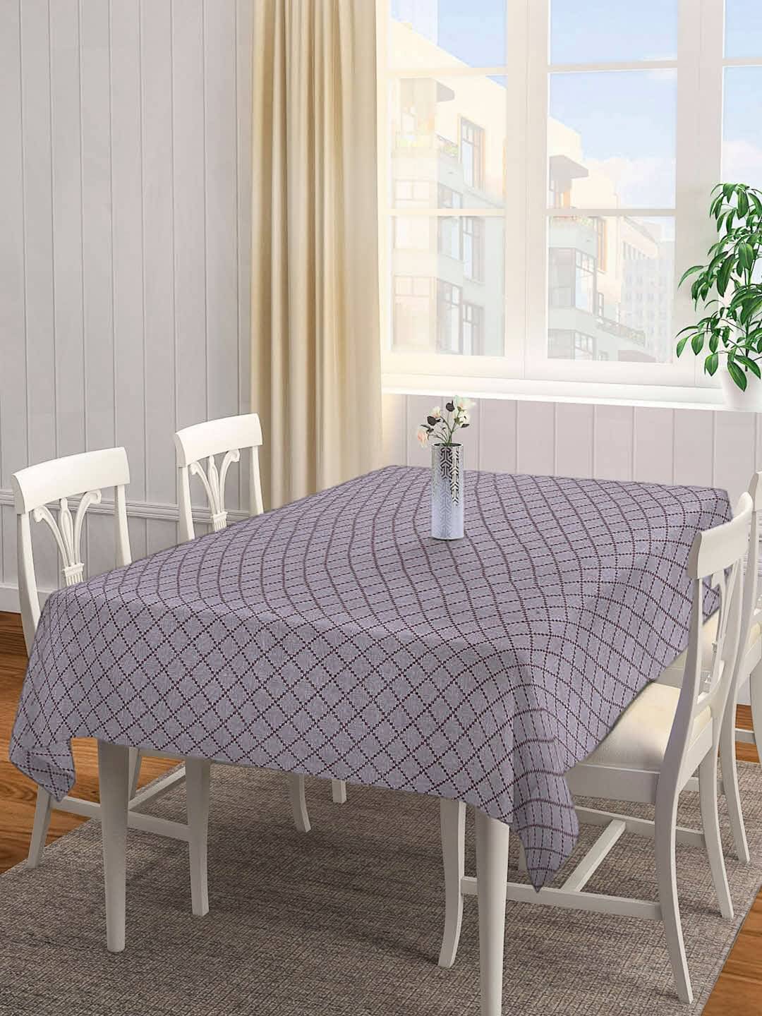     			Klotthe Checks Cotton 6 Seater Rectangle Table Cover ( 180 x 130 ) cm Pack of 1 Maroon