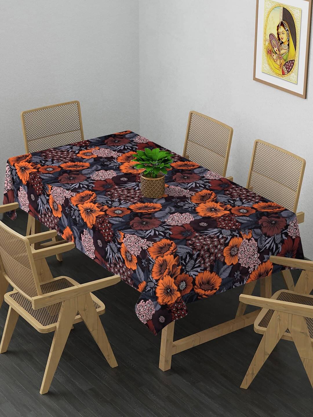     			Klotthe Printed Cotton 6 Seater Rectangle Table Cover ( 180 x 130 ) cm Pack of 1 Multi