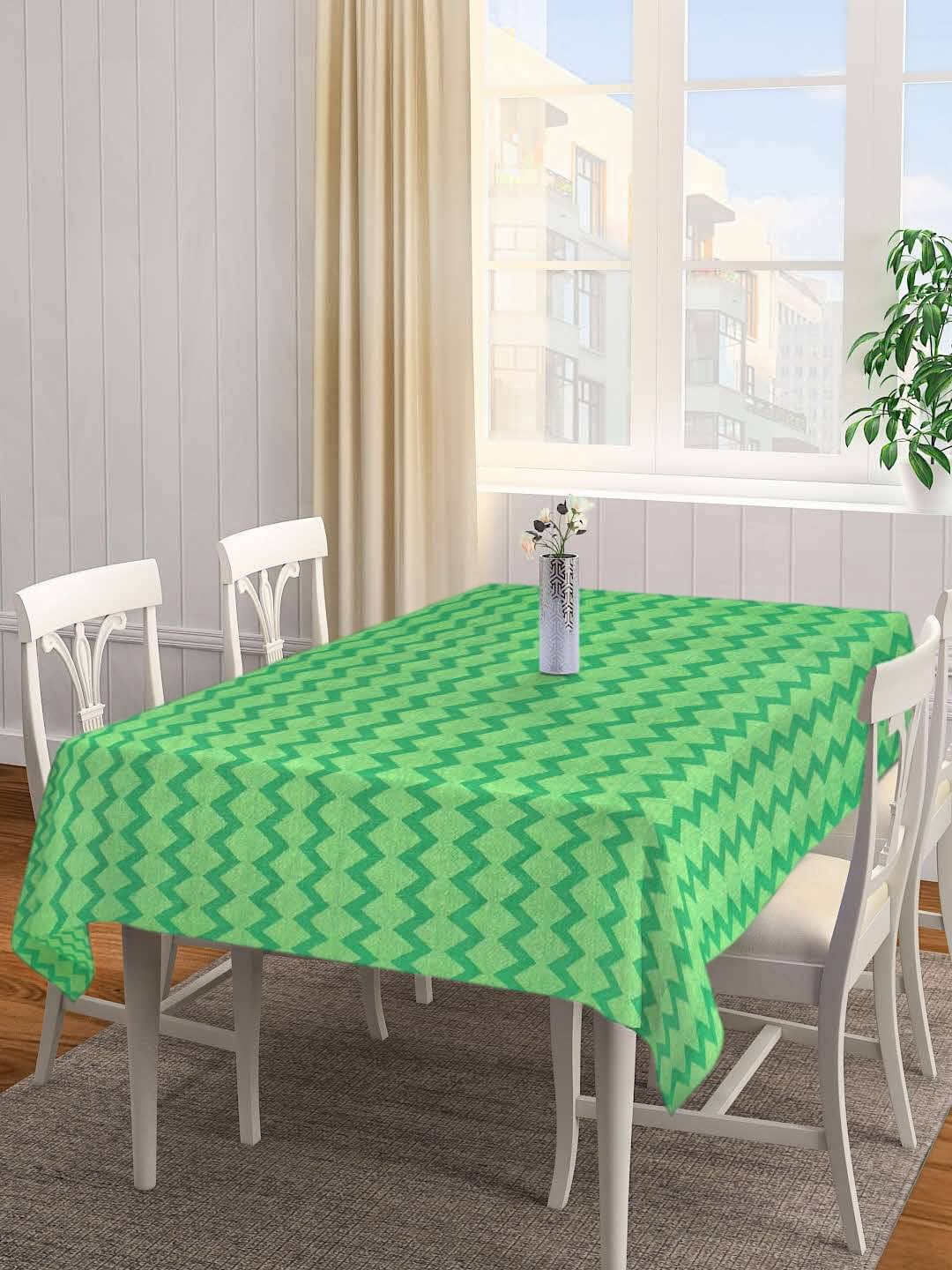Klotthe Striped Cotton 6 Seater Rectangle Table Cover ( 180 x 130 ) cm Pack of 1 Green Klotthe Striped Cotton 6 Seater Rectangle Table Cover ( 180 x 130 ) cm Pack of 1 Green