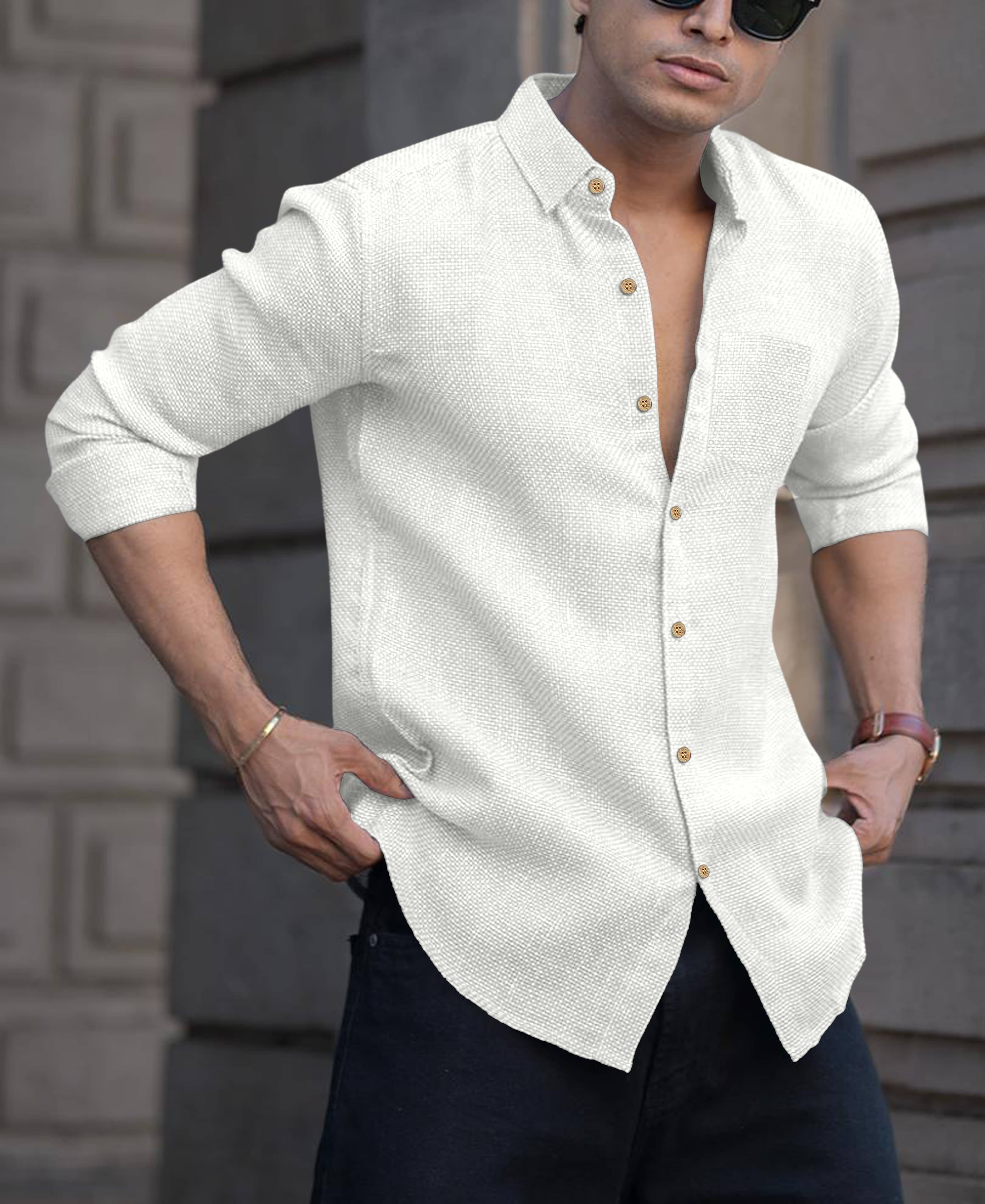Mameru Linen Regular Fit Full Sleeves Men's Formal Shirt - White ( Pack of 1 ) Mameru Linen Regular Fit Full Sleeves Men's Formal Shirt - White ( Pack of 1 )