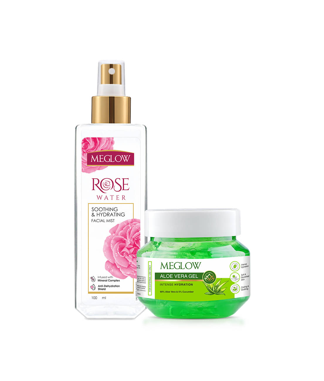Meglow Aloe Vera Gel Cucumber & Rose Water Toner | Hydrates, Soothes & Brightens Dull Skin Daily