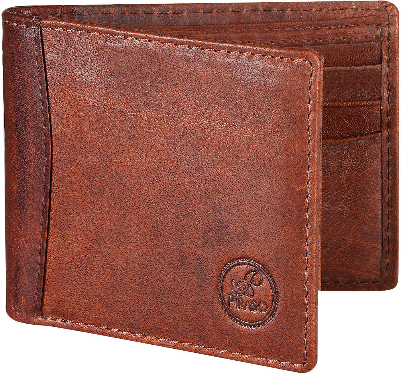 PIRASO 100% Leather Solid Men's Regular Wallet With 8 Slots For Card ( Tan , Pack of 1 ) - Handbags | Buy online on ZillyBuy