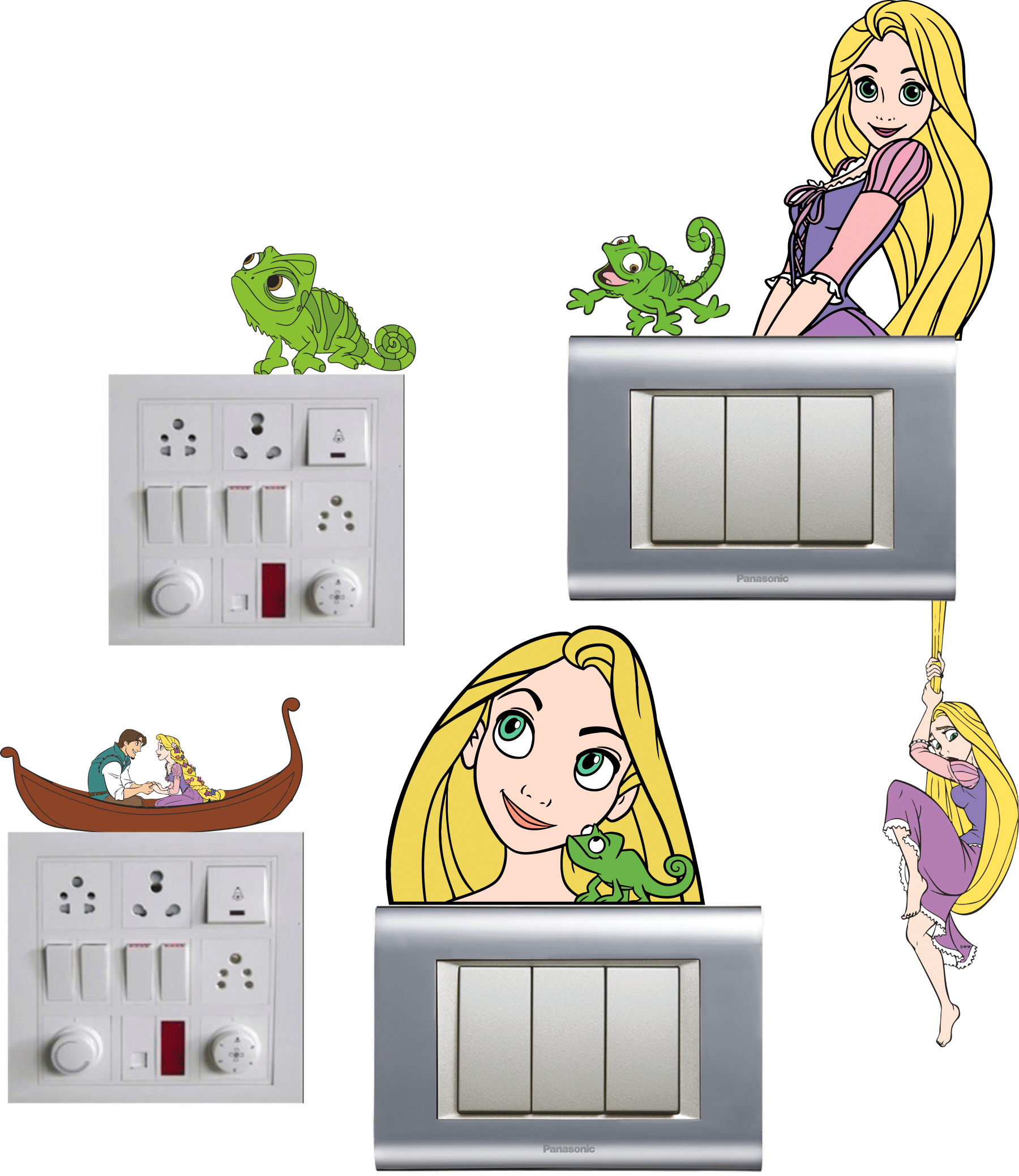     			Princess Rapunzel Switchboard Sticker Set | 6-Piece Vinyl Wall Decal for Kids Room & Nursery – Cute & Decorative