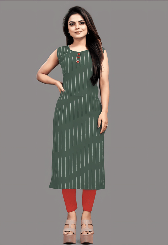 Rudra Enterprise Women Cotton Embroidered Straight Kurti ( Green ) Rudra Enterprise Women Cotton Embroidered Straight Kurti ( Green )