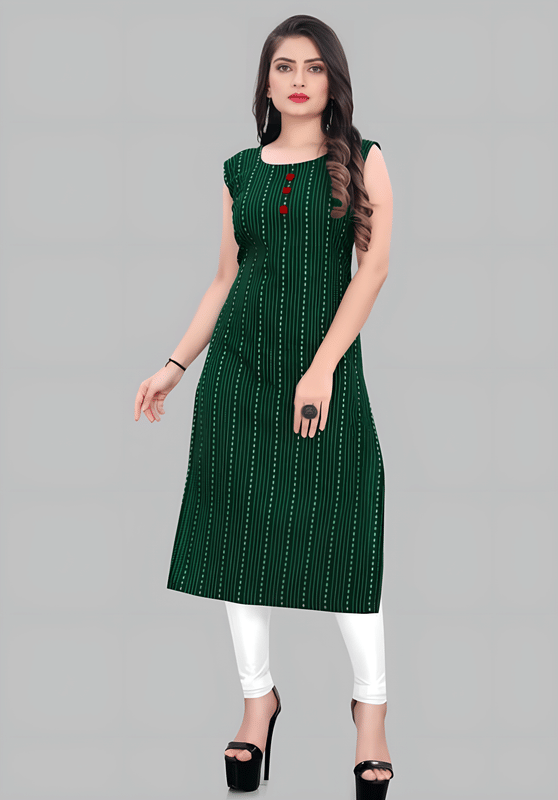     			Rudra Enterprise Women Cotton Embroidered Straight Kurti ( Green )
