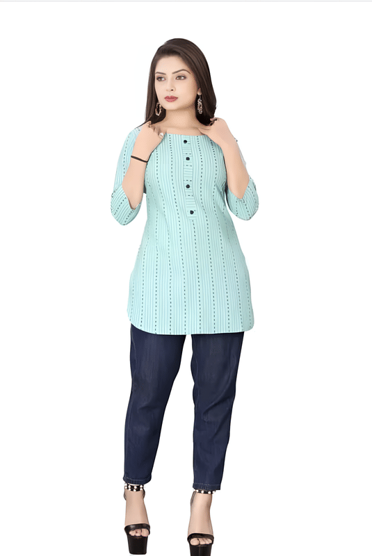 Rudra Enterprise Women Cotton Embroidered Straight Kurti ( Aqua Blue ) Rudra Enterprise Women Cotton Embroidered Straight Kurti ( Aqua Blue )