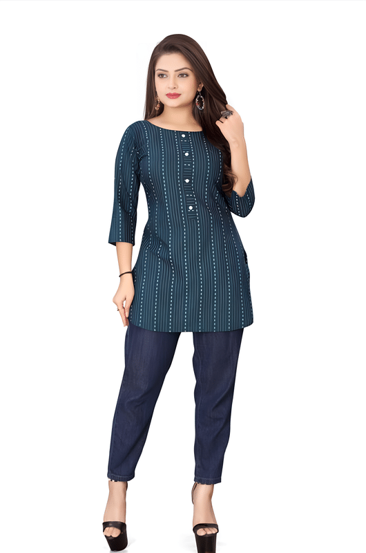 Rudra Enterprise Women Cotton Embroidered Straight Kurti ( Blue ) Rudra Enterprise Women Cotton Embroidered Straight Kurti ( Blue )
