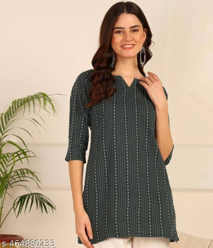     			Rudra Enterprise Women Cotton Embroidered Straight Kurti ( Green )