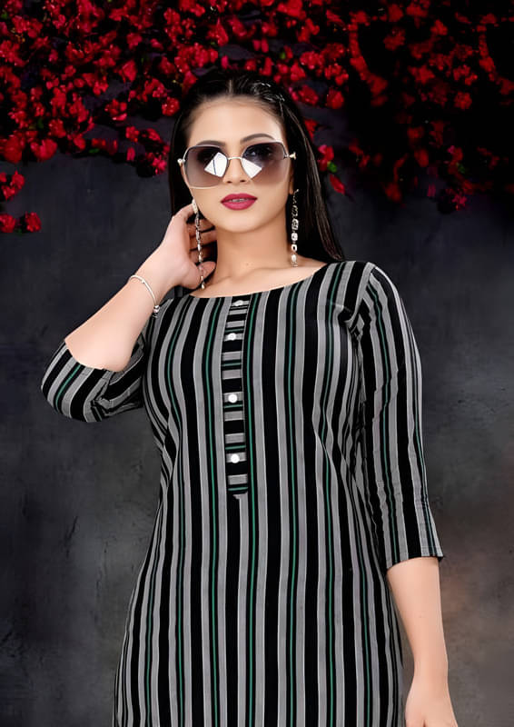     			Rudra Enterprise Women Cotton Embroidered Straight Kurti ( Green )